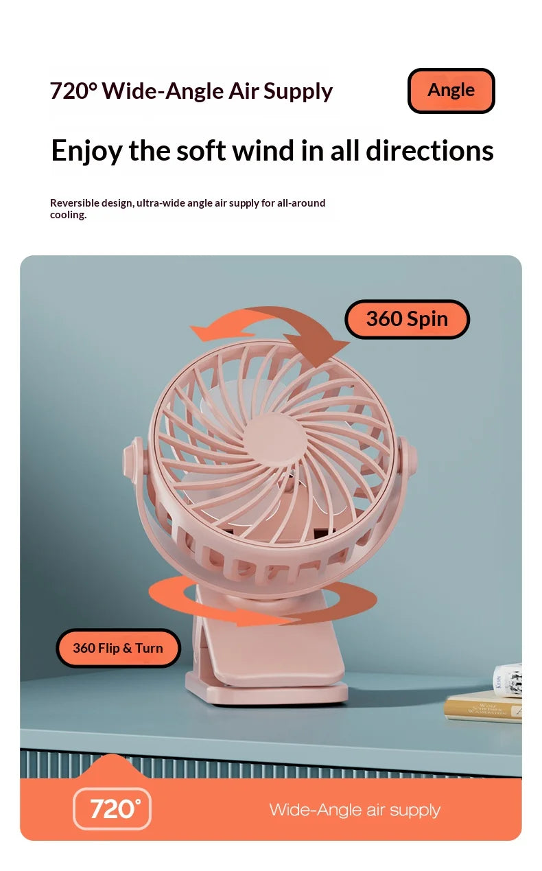 ArcticClip™ 3 em 1 - Ventilador Portátil Recarregável com Clip e Luminária Noturna