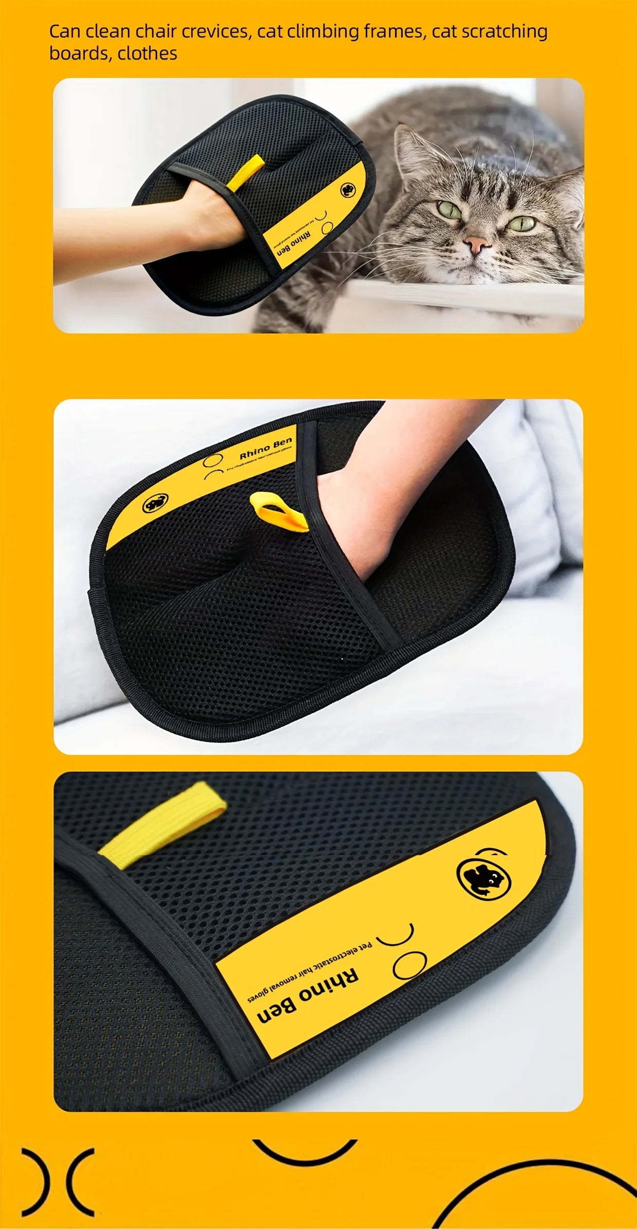 PetGlove™ Double Max - Kit com 2 Luvas Magnéticas Dupla Face para Remoção de Pelos e Massagem Relaxante