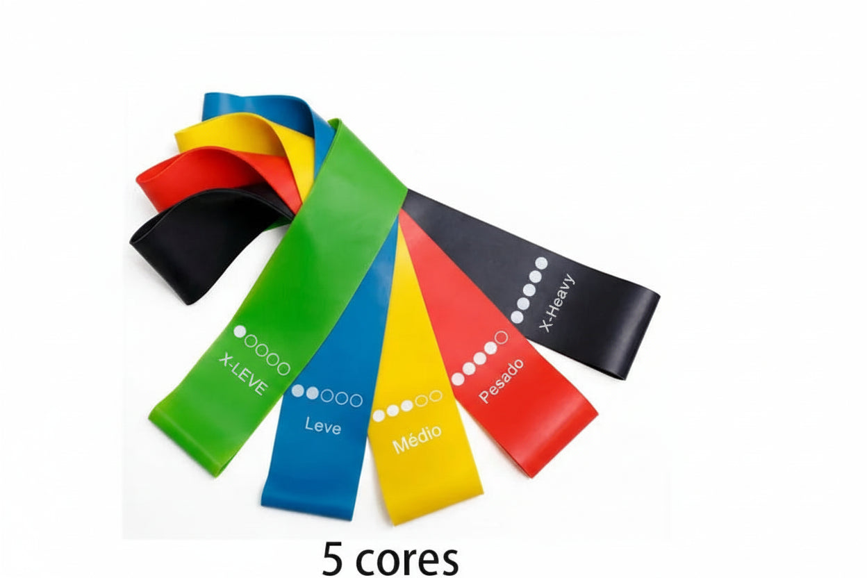 SculptBand™ 5 em 1 - Kit de Faixas de Resistência Premium para Tonificação e Glúteos