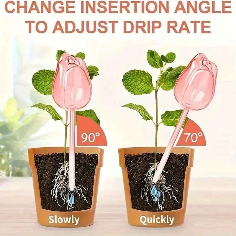 Tulipa Garden™ - Irrigador Automático em Vidro Artesanal para Plantas e Flores