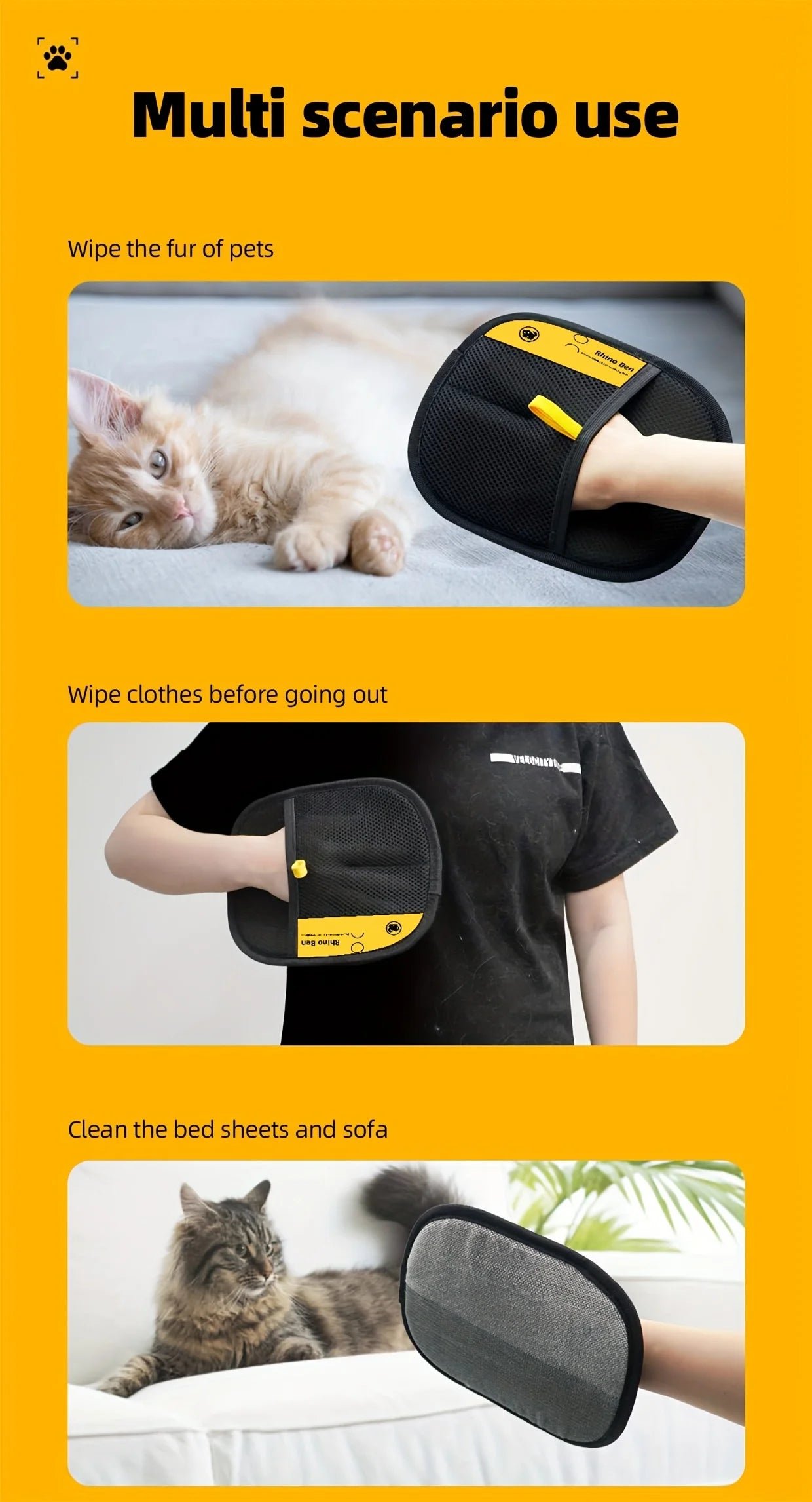 PetGlove™ Double Max - Kit com 2 Luvas Magnéticas Dupla Face para Remoção de Pelos e Massagem Relaxante