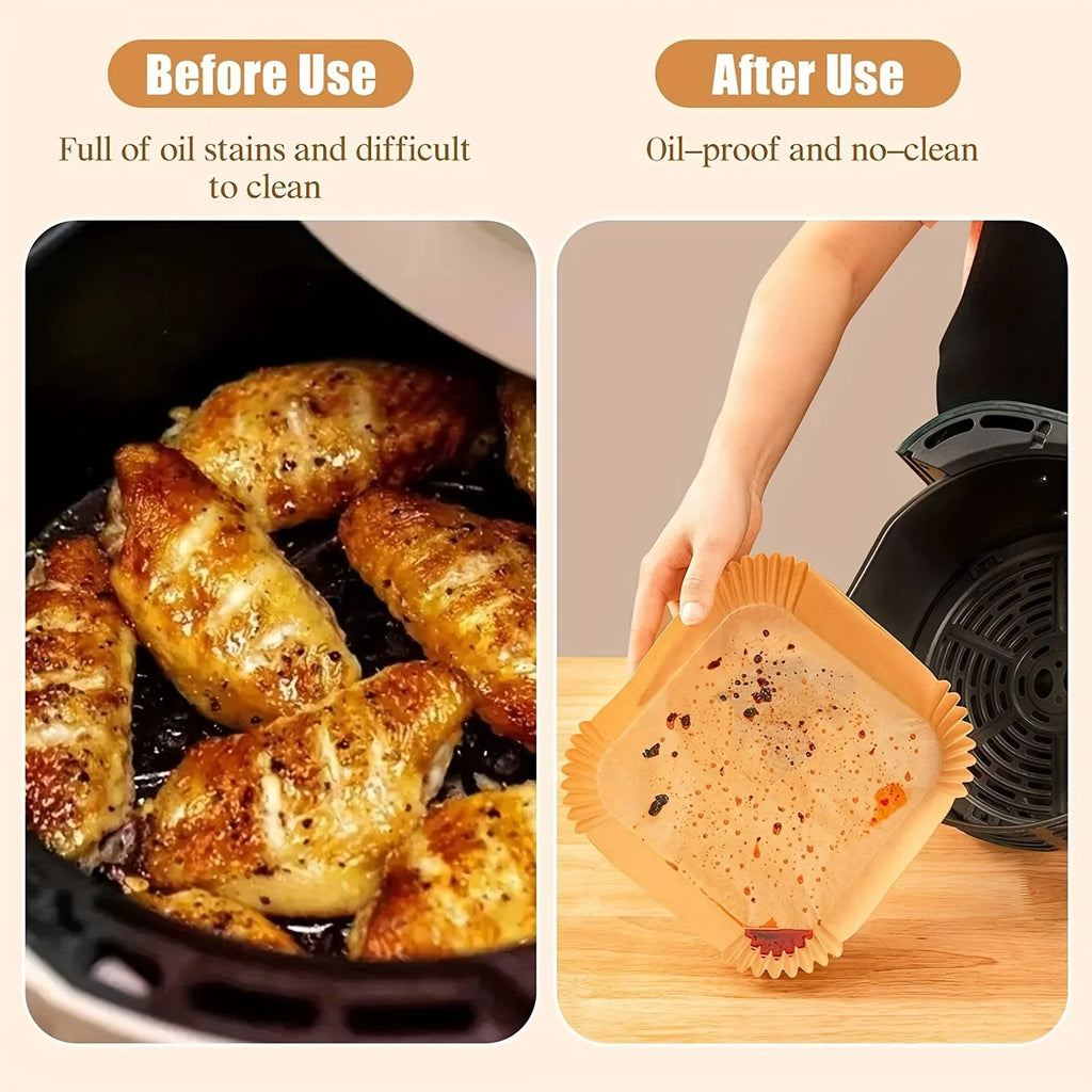 AirClean™ - Kit 100 Forros Antiaderentes Premium para Air Fryer