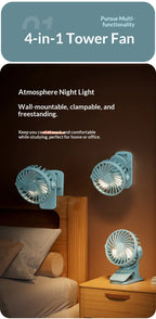 ArcticClip™ 3 em 1 - Ventilador Portátil Recarregável com Clip e Luminária Noturna