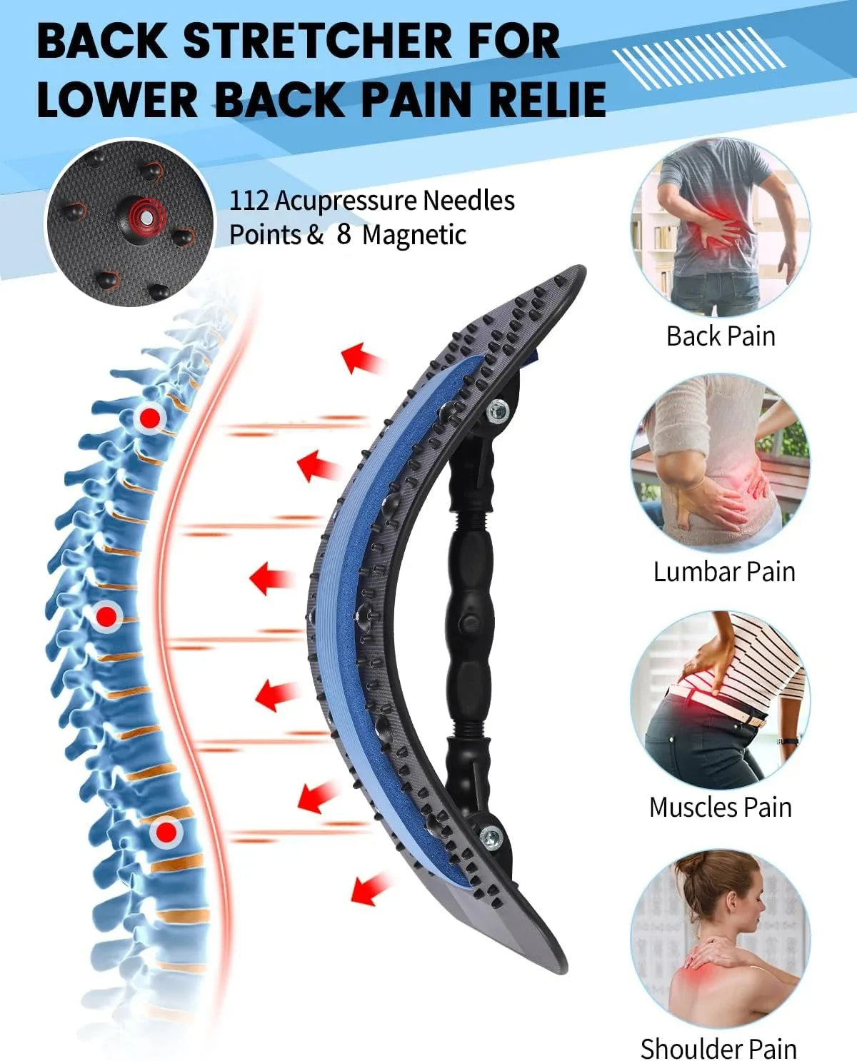 LumbarRelief™ - Alongador e Corretor Lombar Multinível com Pontos de Acupressão