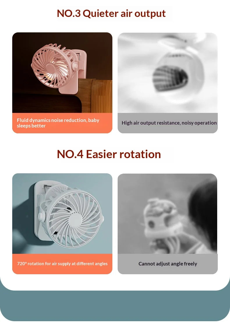 ArcticClip™ 3 em 1 - Ventilador Portátil Recarregável com Clip e Luminária Noturna