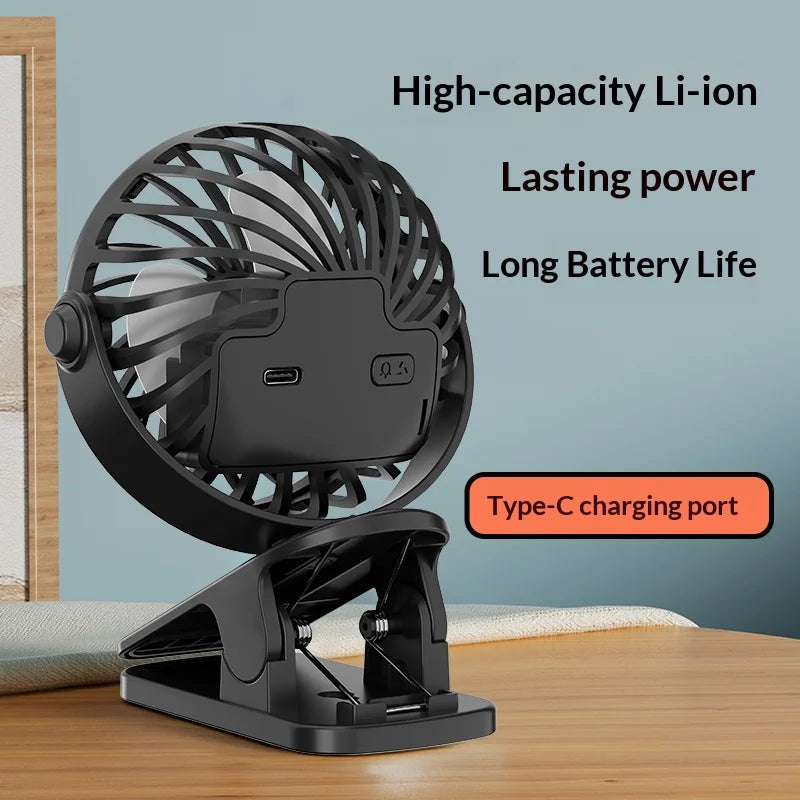 ArcticClip™ 3 em 1 - Ventilador Portátil Recarregável com Clip e Luminária Noturna