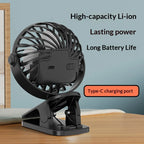 ArcticClip™ 3 em 1 - Ventilador Portátil Recarregável com Clip e Luminária Noturna