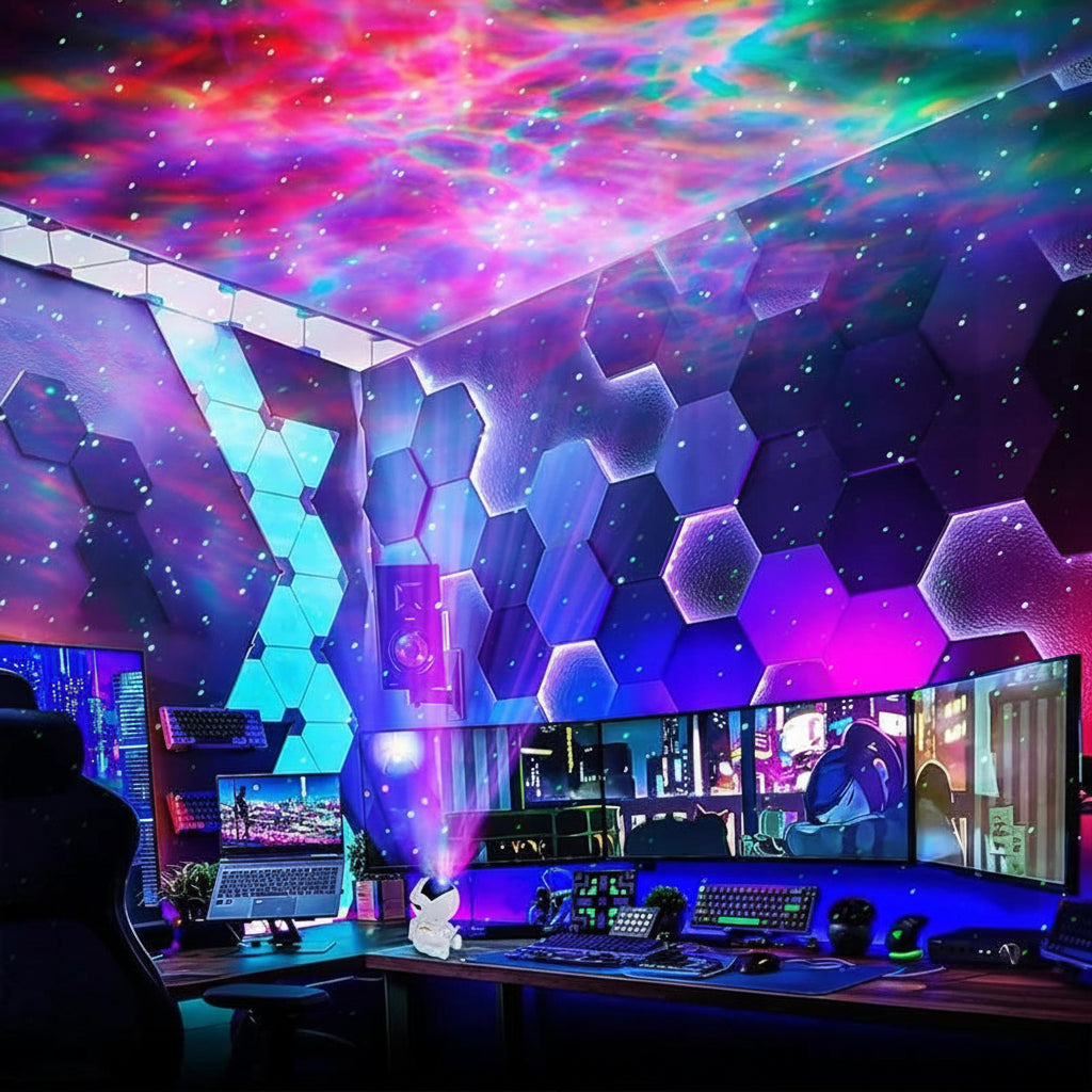 Astronauta Galáctico Pro™ - Projetor de Nebulosas 360º.