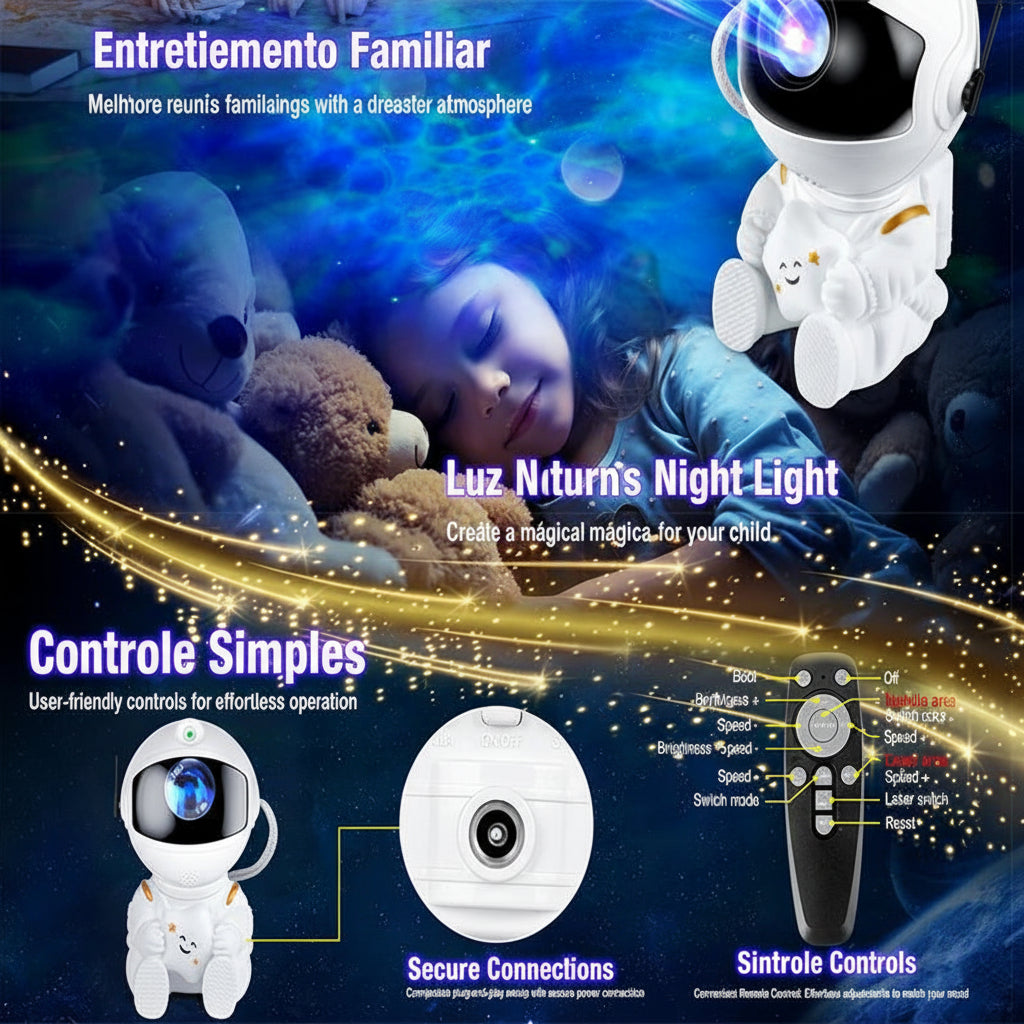 Astronauta Galáctico Pro™ - Projetor de Nebulosas 360º.