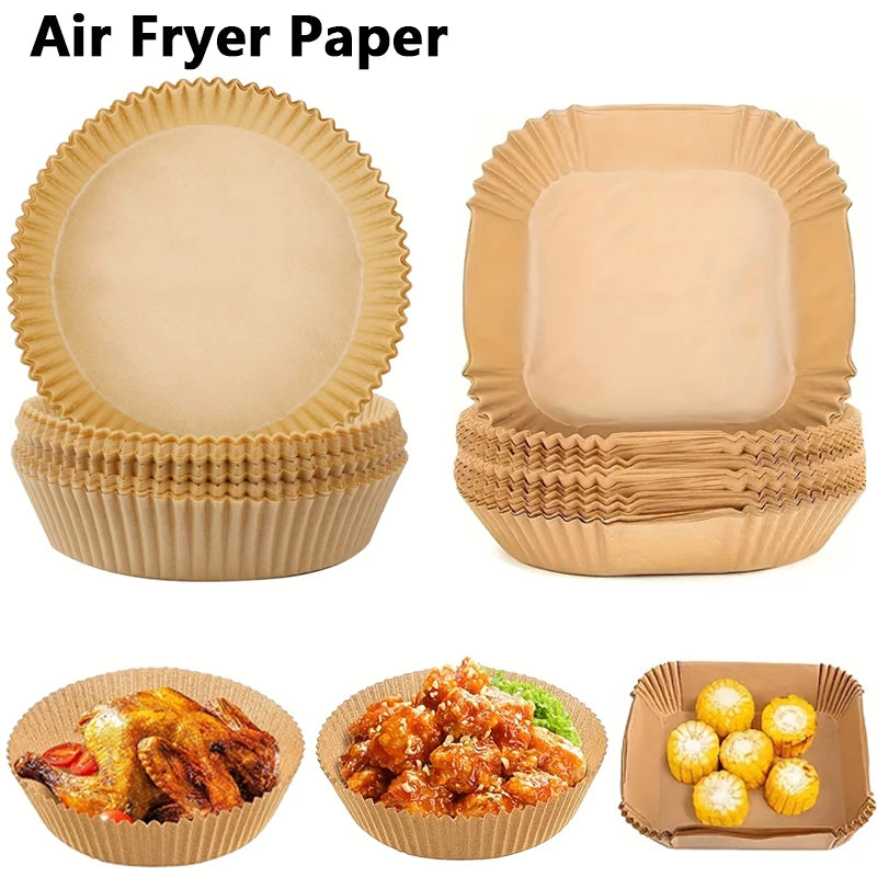 AirClean™ - Kit 100 Forros Antiaderentes Premium para Air Fryer