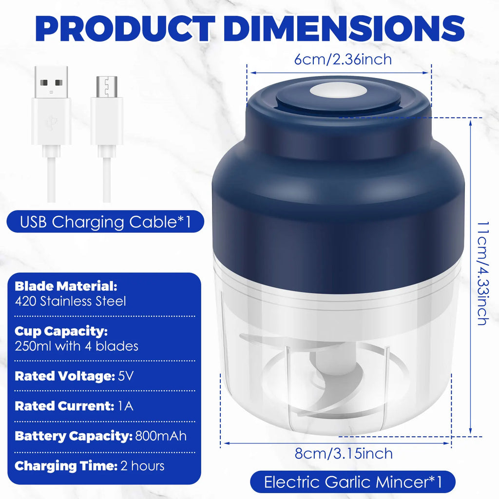 PowerGrind™ Nano - Mini Processador Elétrico de Precisão com Lâminas de Aço Cirúrgico