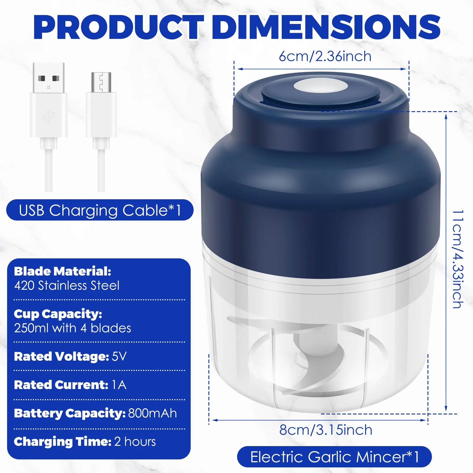 PowerGrind™ Nano - Mini Processador Elétrico de Precisão com Lâminas de Aço Cirúrgico