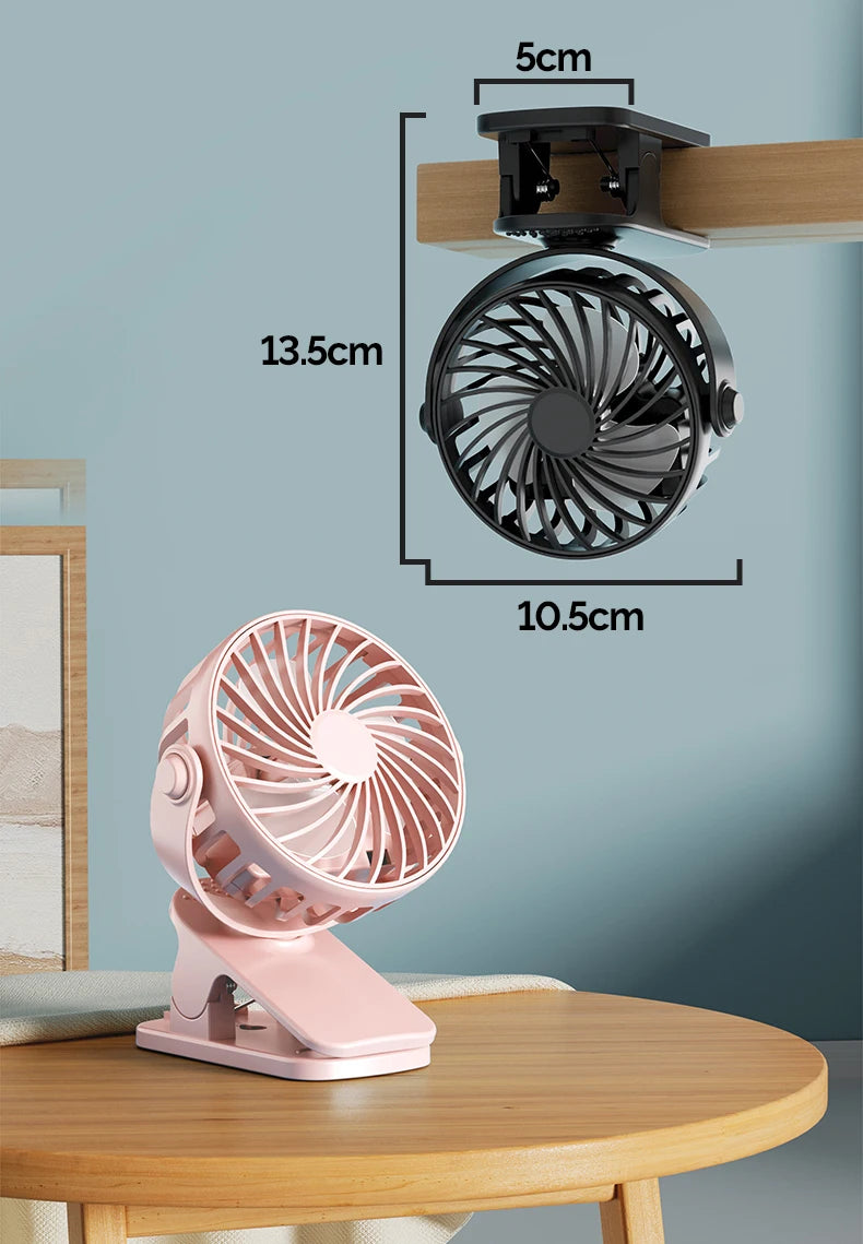 ArcticClip™ 3 em 1 - Ventilador Portátil Recarregável com Clip e Luminária Noturna