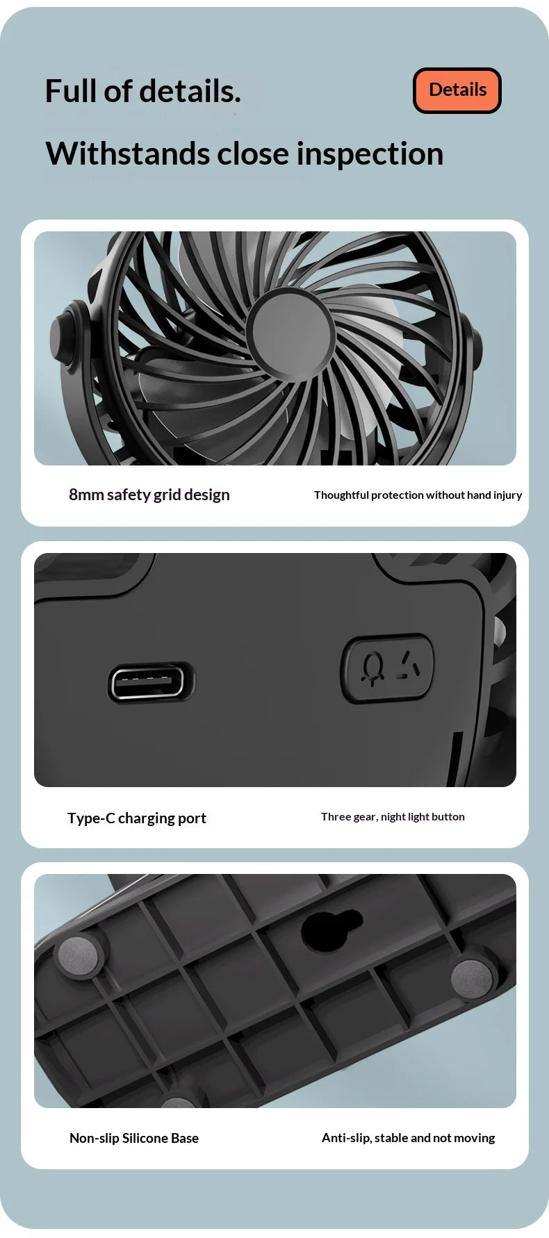 ArcticClip™ 3 em 1 - Ventilador Portátil Recarregável com Clip e Luminária Noturna