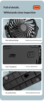 ArcticClip™ 3 em 1 - Ventilador Portátil Recarregável com Clip e Luminária Noturna