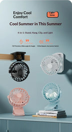 ArcticClip™ 3 em 1 - Ventilador Portátil Recarregável com Clip e Luminária Noturna