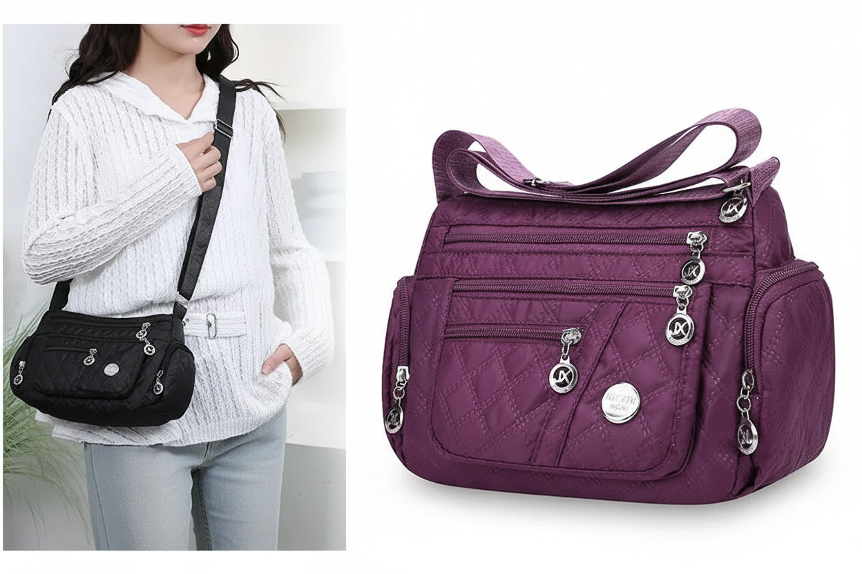 👜 Bolsa Safira™ - Nylon Impermeável e Multicamadas