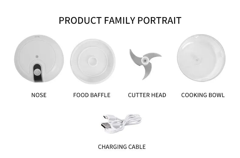 PowerChop™ Pro - Mini Processador Elétrico de Alimentos USB