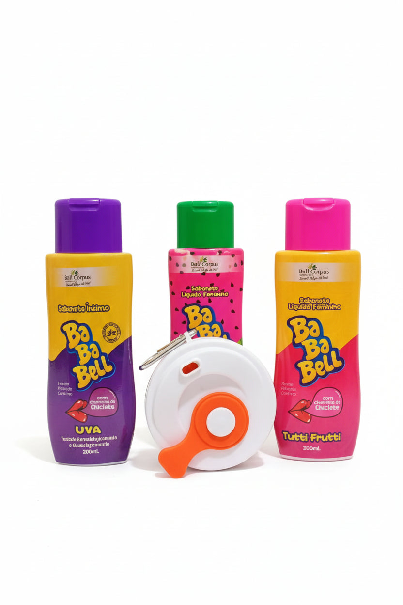Combo Exclusive Bababell: 3 Sabonetes Íntimos (fragrância sortida) + Brinde Copo Retrátil