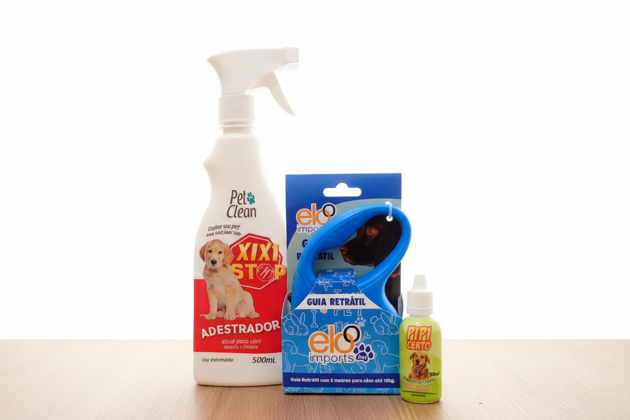Combo Adestramento + Higiene: Leve 3 itens essenciais e GANHE uma Guia Retrátil!