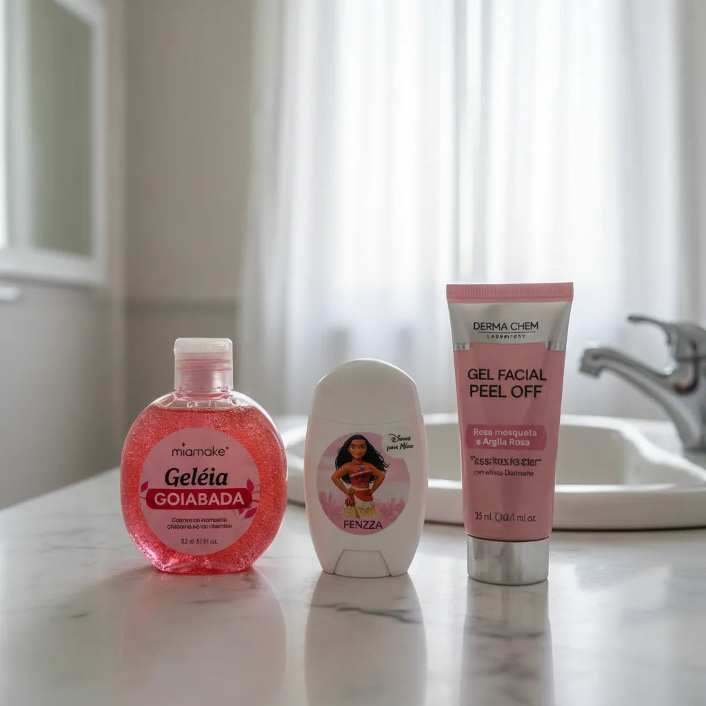 Kit Skincare Premium: Geleia Goiaba + Gel Rosa Mosqueta + Creme de Mãos