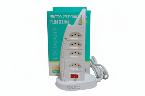 : Filtro de Linha 8 Tomadas Starmega + USB e Tipo C - Bivolt